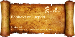 Roskovics Árpád névjegykártya